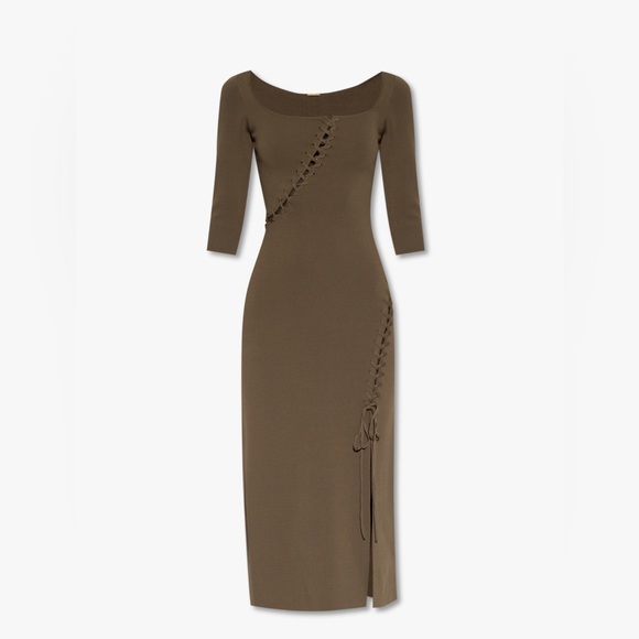 NWT $558 Cult Gaia Leia Split-hem Rayon-blend Knitted Midi Dress